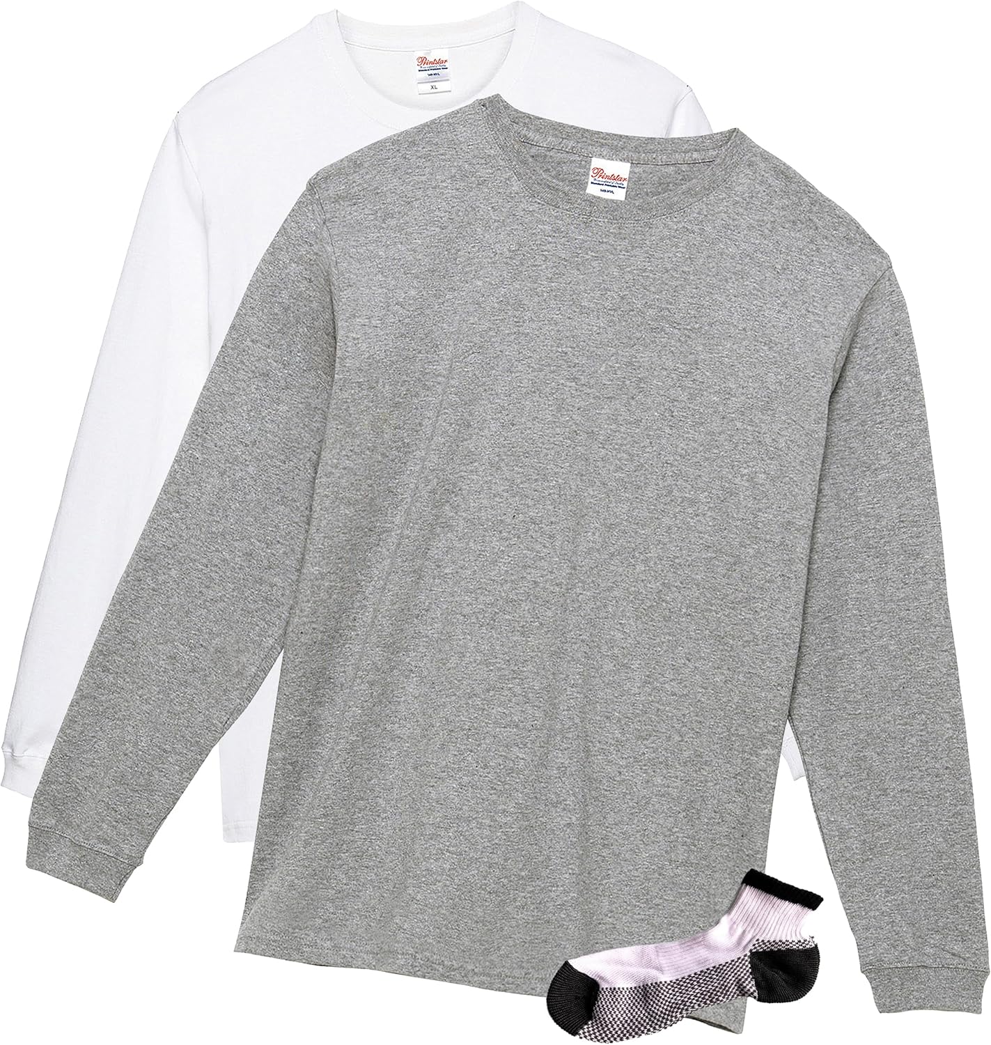 

Супертяжелая футболка HVL с длинными рукавами Printstar, белый/серый