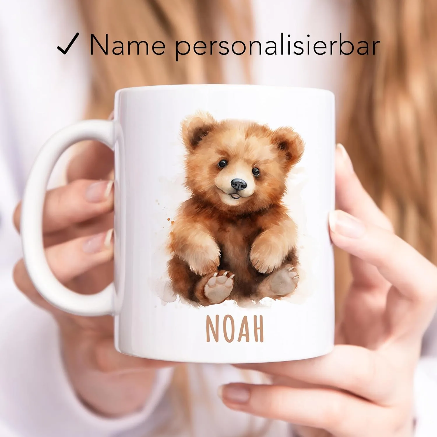 Кружка Bear с именем для детей, керамическая чашка для чая, 330 мл DEL MÀ Unique & Personal — фото 2