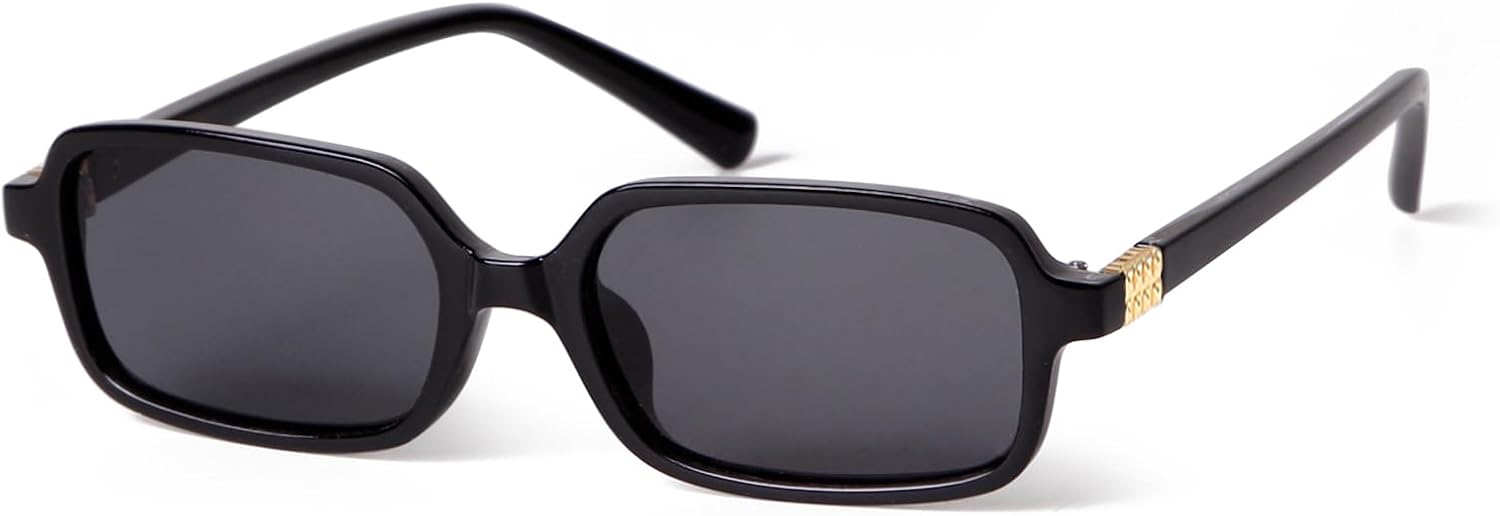 

Солнцезащитные очки VIA LEECA ретро прямоугольной формы для женщин, маленькие, винтажные, модные, узкие, в стиле 90-х, трендовые солнцезащитные очки 2025 года, Black Frame Grey Lens