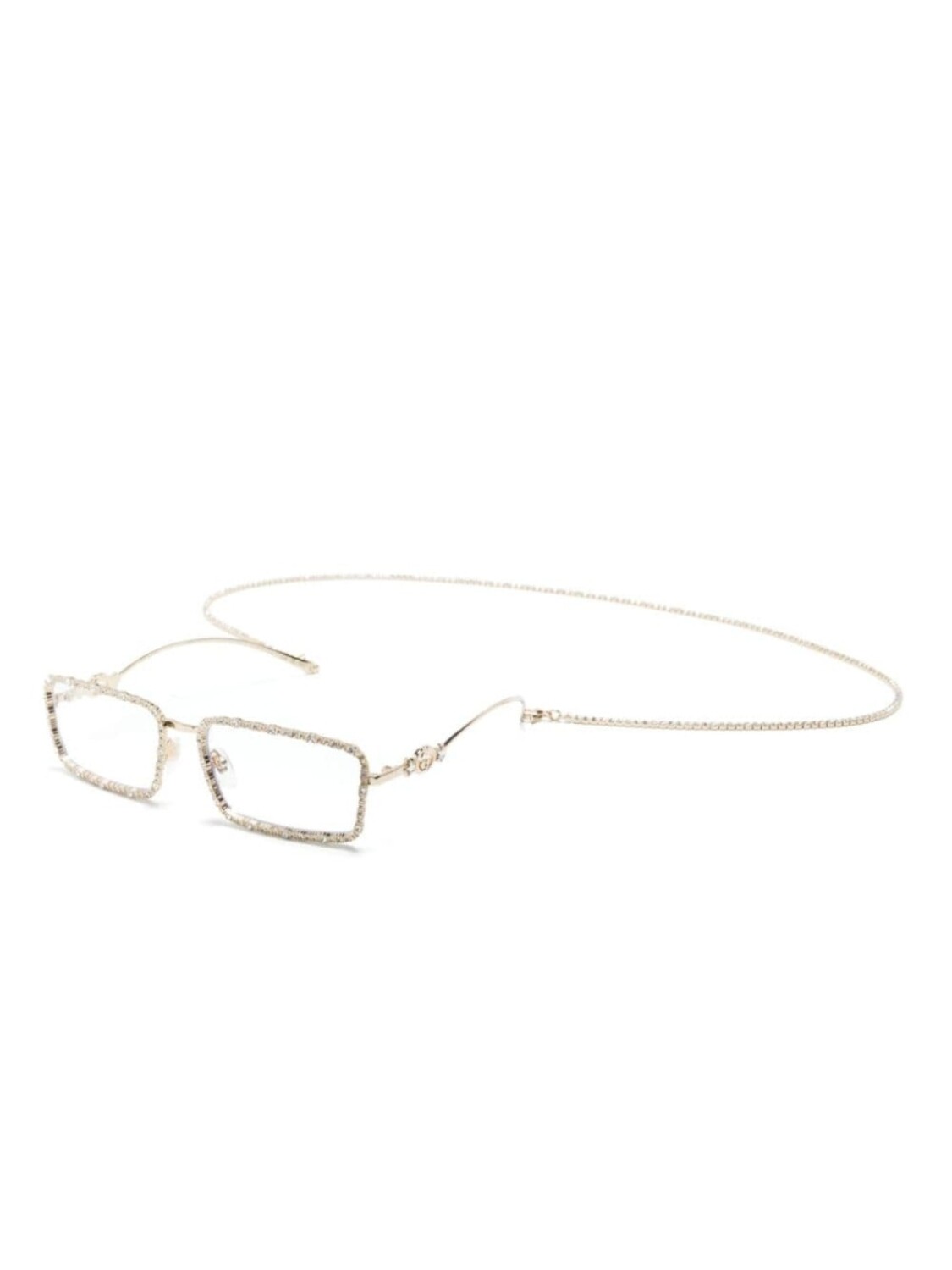 Gucci Eyewear солнцезащитные очки в прямоугольной оправе с кристаллами, золотистый — фото 2