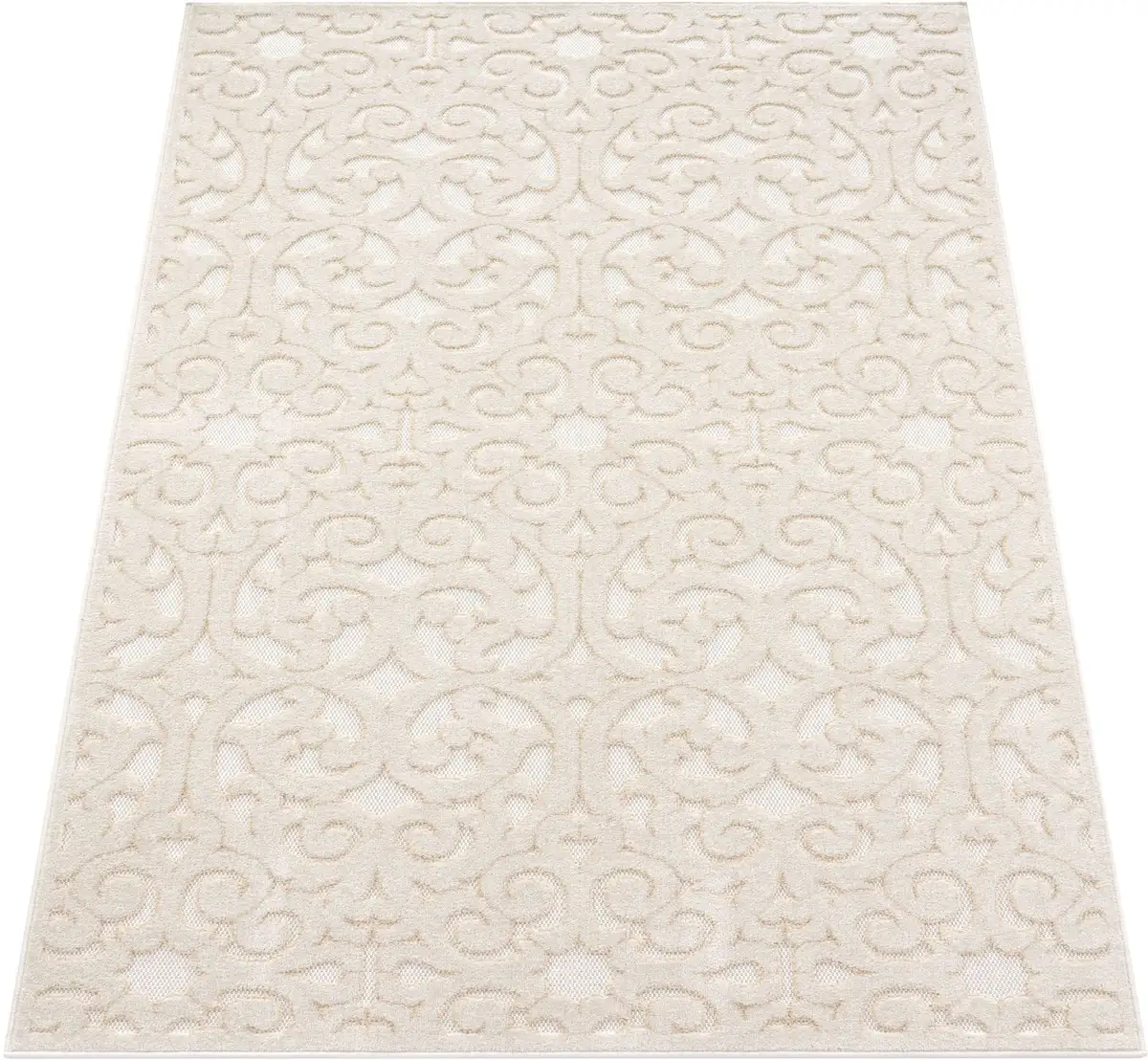 

Ковер Paco Home "Cotton 234", прямоугольный, однотонный, эффект high-low, орнамент, бохо, подходит для использования на открытом воздухе 120х170 см, цвет creme