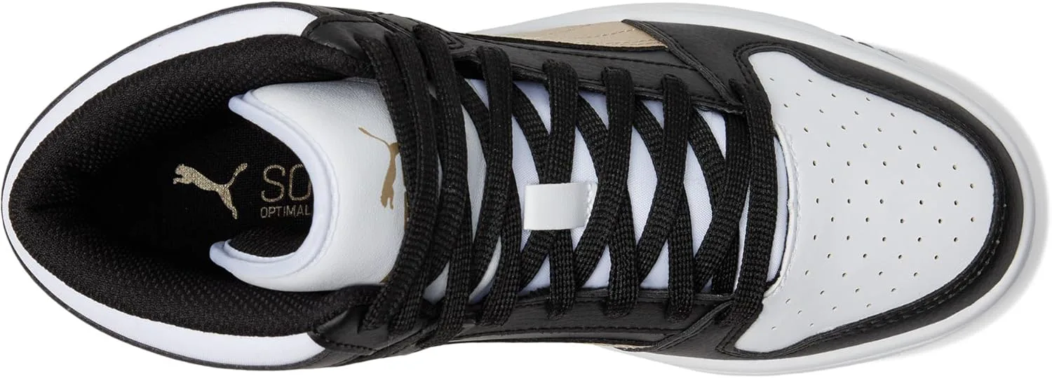 Кроссовки PUMA Rebound Layup Mid для мальчиков, черный/золотой/белый — фото 3
