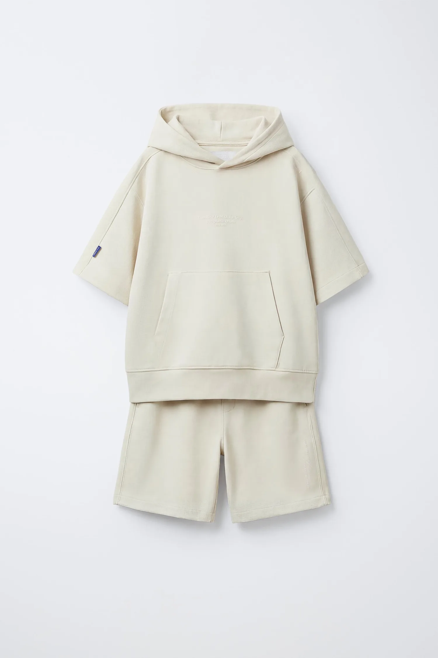 Комплект из толстовки и шорт-бермуд из трикотажа Zara, экрю