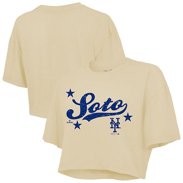 

Женский бокси кроп-топ Juan Soto New York Mets кремовый Majestic Threads