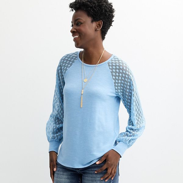 

Женский топ с кружевными рукавами и ожерельем Apt. 9, Glacier Lake