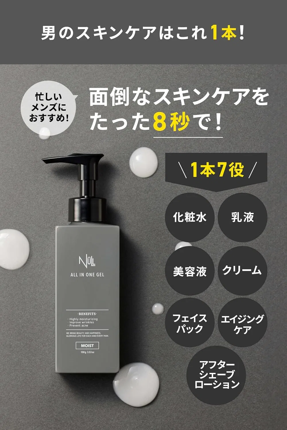 Набор Mens Null — Гель для лица увлажняющий Medicated All-in-One Gel Moist Type, набор 3 шт., 100 г — фото 4