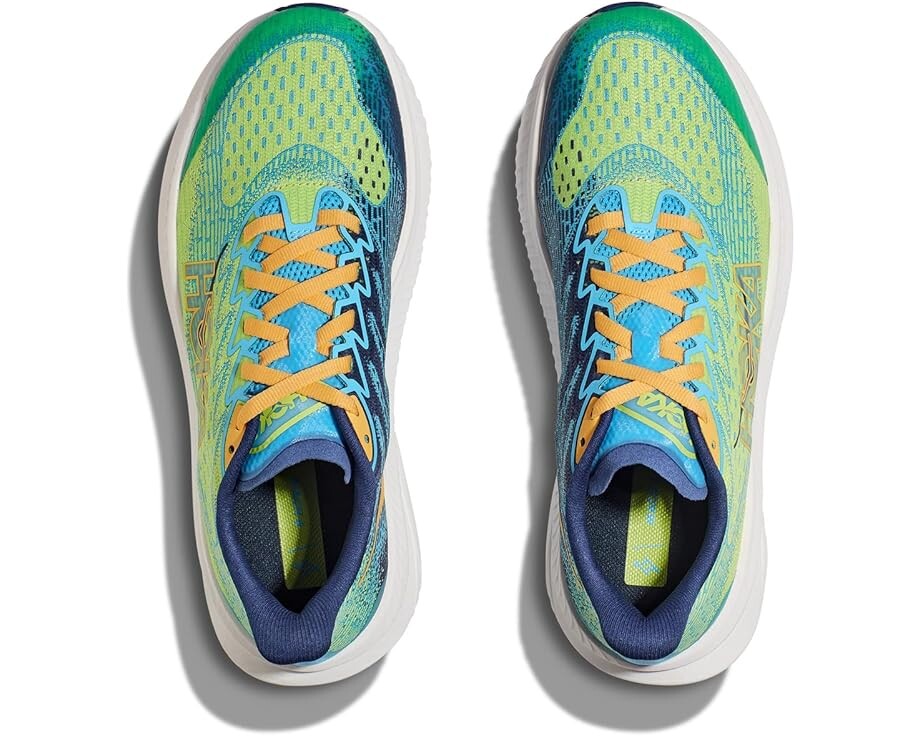 Кроссовки Hoka Kids Hoka Kids Mach 6 Sneaker(Big Kid), цвет Lettuce/Bellwether Blue — фото 2