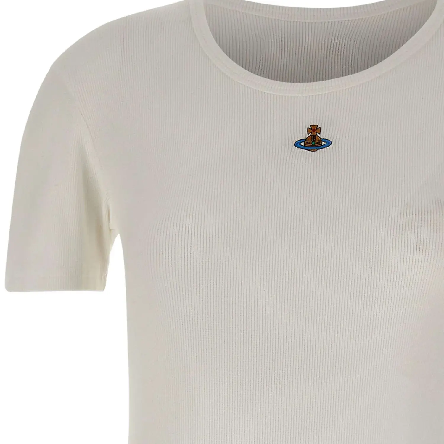 Боди Vivienne Westwood Shoer-Sleeved Crewneck Ribbed, серо-белый — фото 4