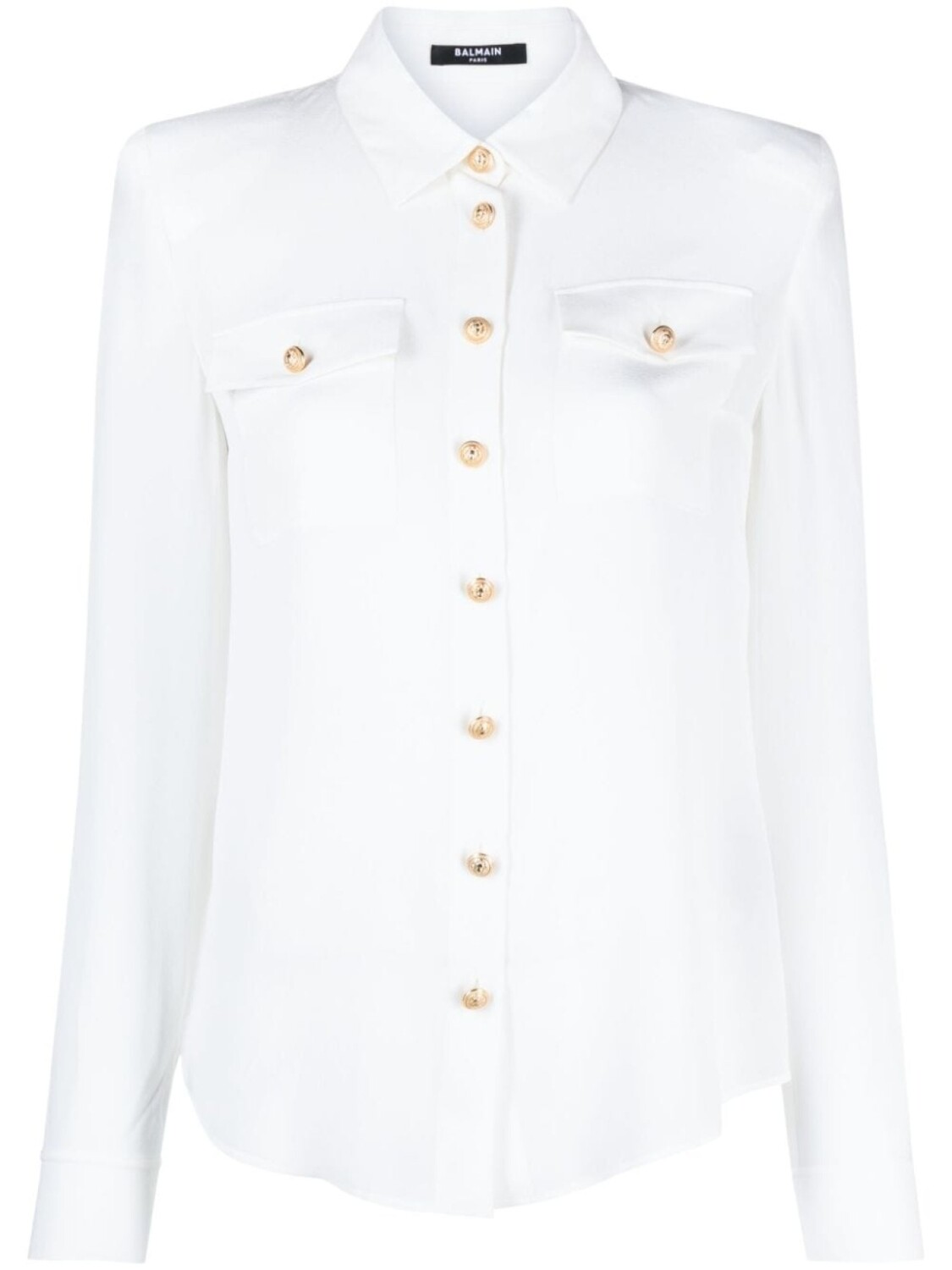 

Balmain шелковая блузка с объемными плечами, белый