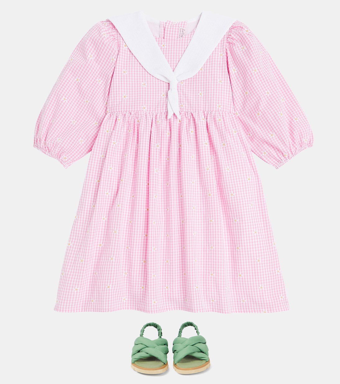 Платье Амелия из хлопковой смеси с вышивкой La Coqueta, Pink Gingham — фото 2
