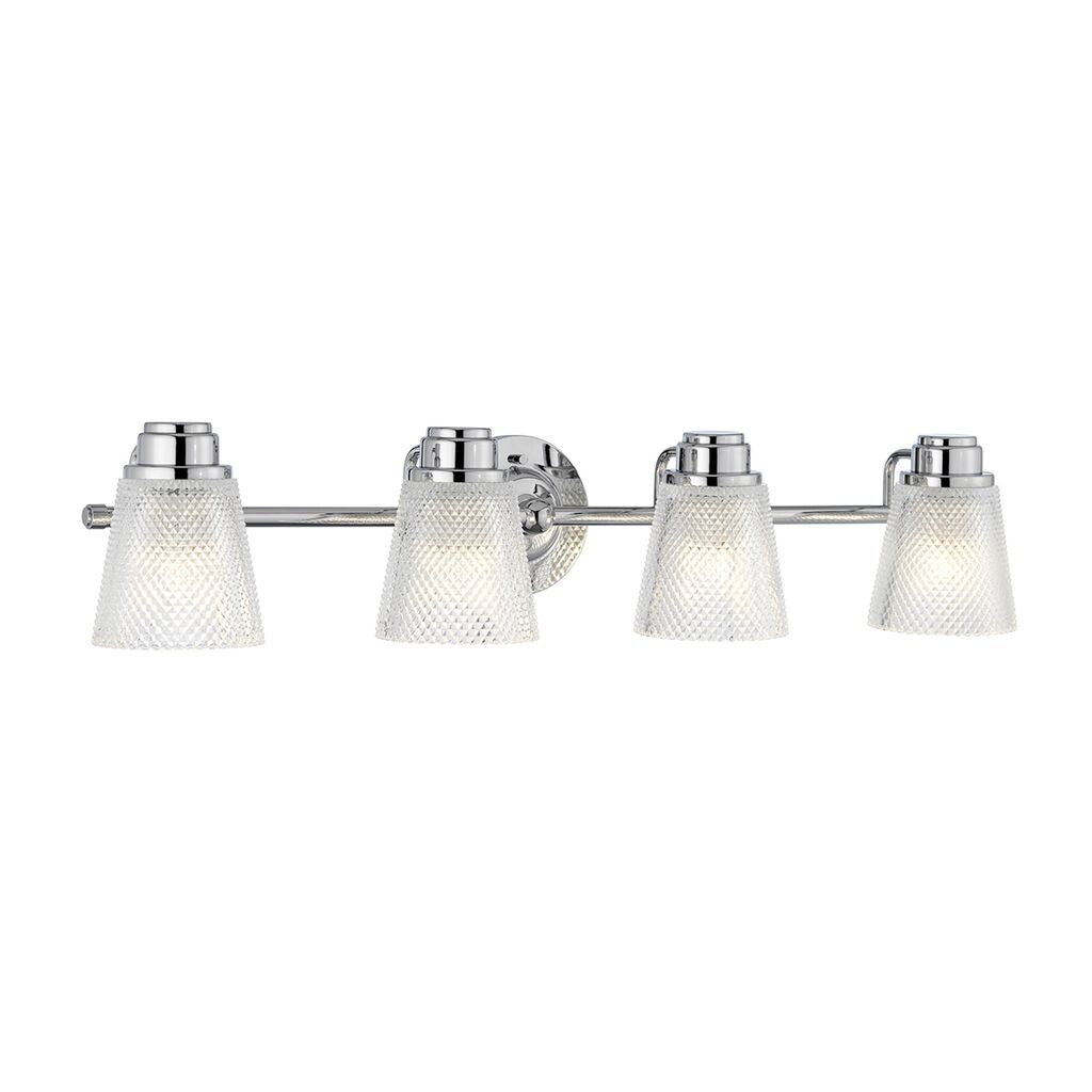 

Настенный светильник QUINTIESSE Hudson 4 x 3 Вт LED G9 IP44 3000K полированный хром, прозрачное стекло В: 16 см Ш: 81,8 см с диммированием Elstead Lighting