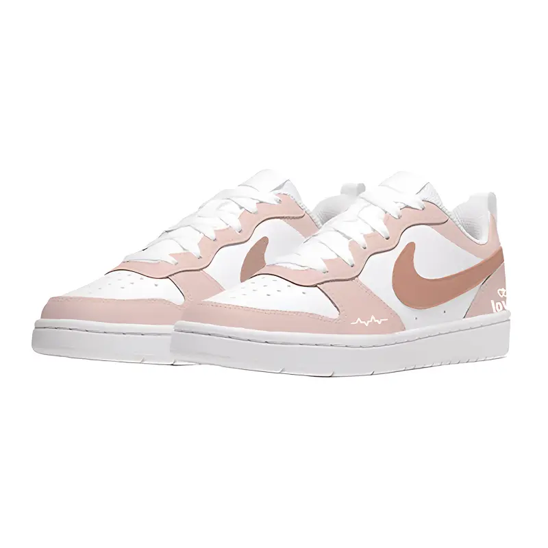 Nike Court Borough Pink Heart Pulse Кожаные противоскользящие устойчивые к истиранию с амортизацией низкие — фото 4