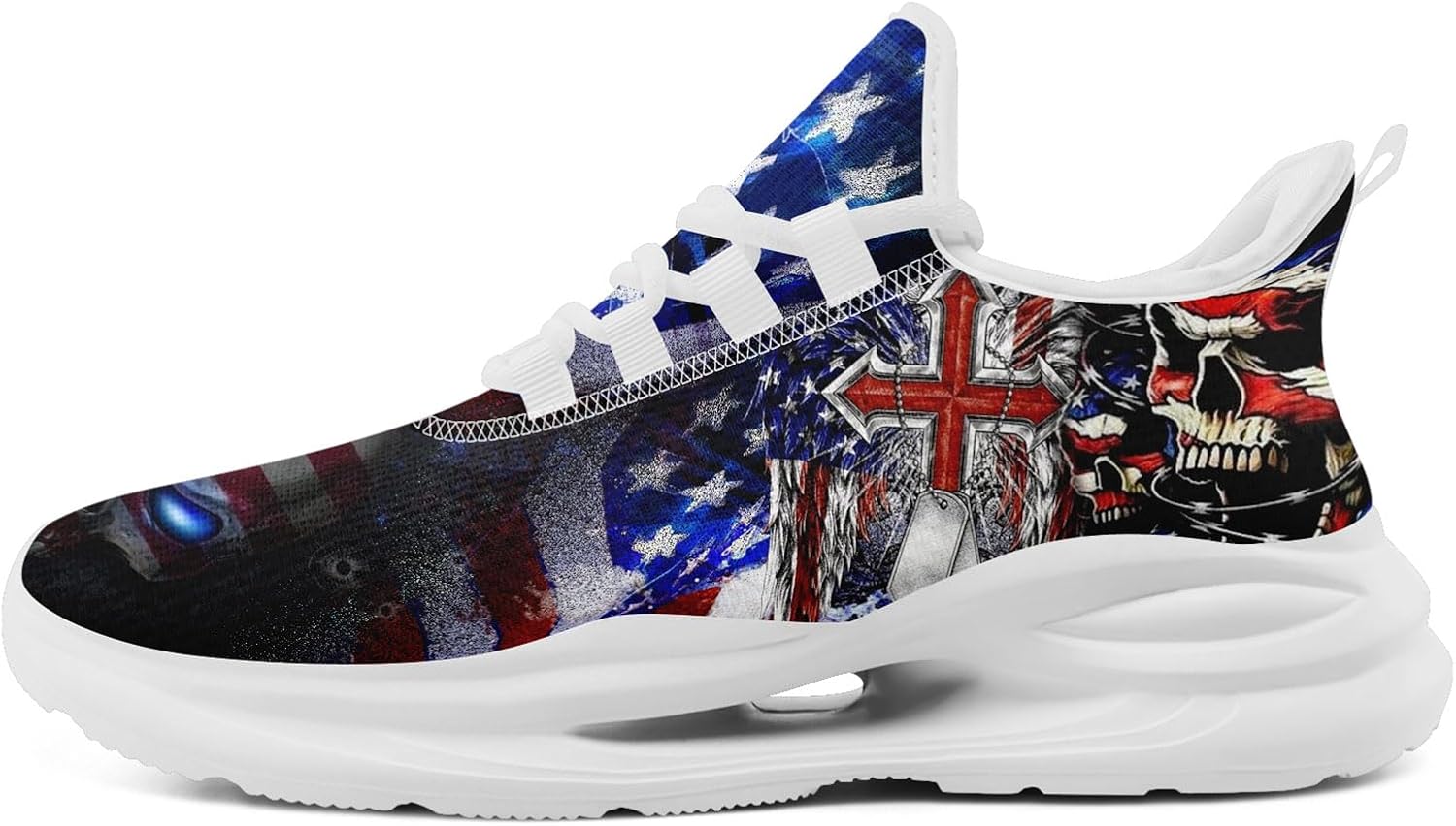 

Кроссовки для мужчин и женщин, легкие спортивные с сеткой с американским флагом для тренировок, зала и тенниса Onegam, белый/черный/красный/синий