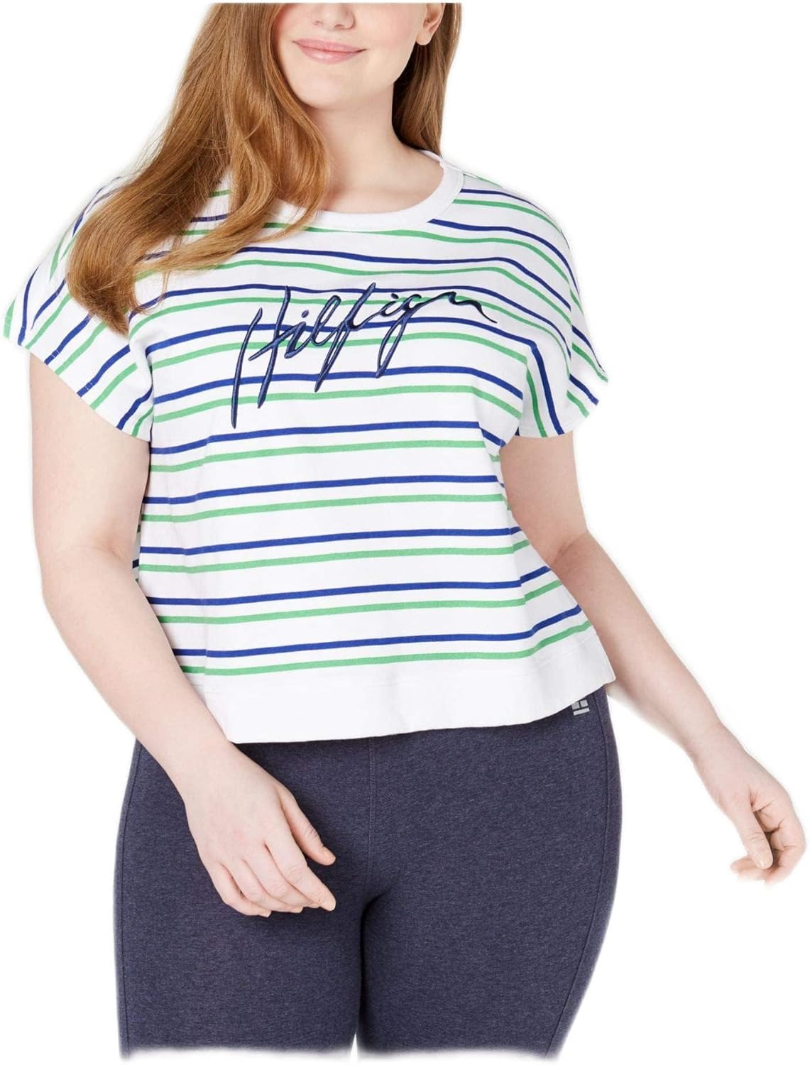 

Полосатая толстовка с короткими рукавами Tommy Hilfiger Sport Plus Size, Green