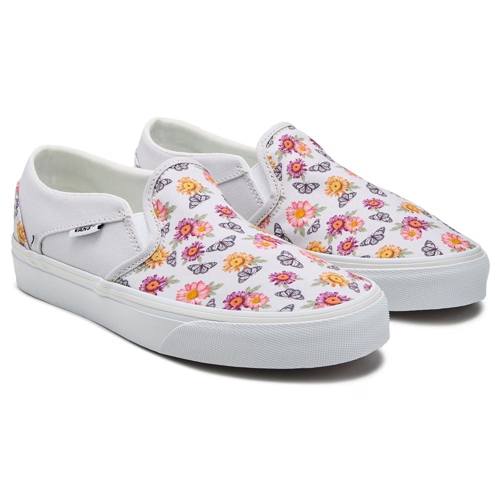 Кеды без шнурков Asher от Vans, серый/цветочный бабочка
