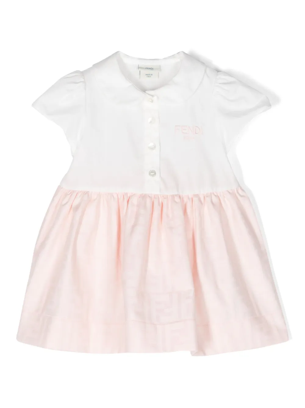 

Расклешенное платье с логотипом FF FENDI KIDS, белый