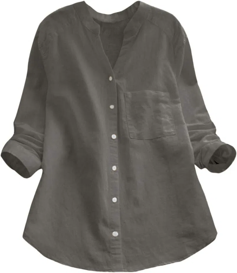 Блуза свободного кроя, из коллекции Cotton Linen Blend, серый