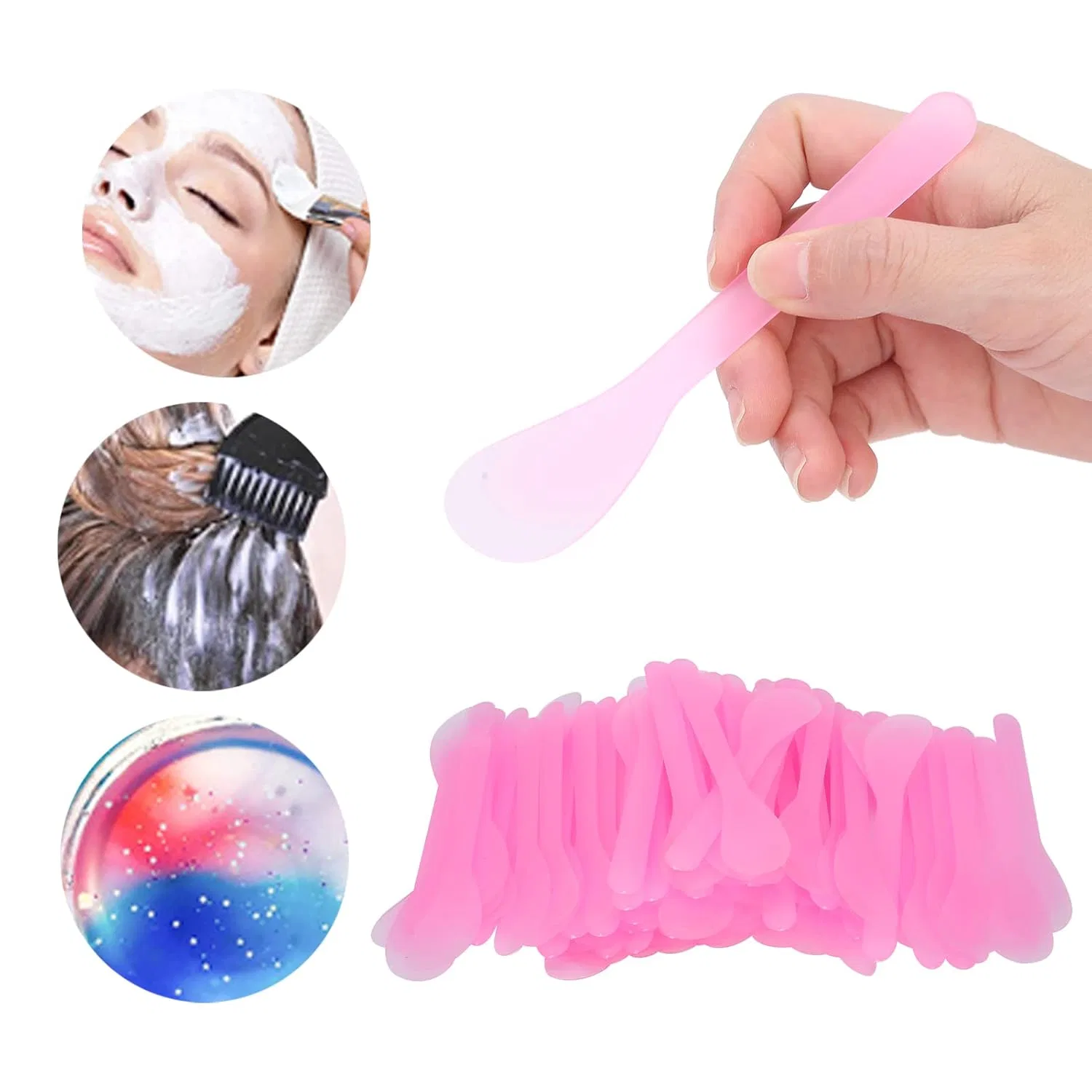 Набор шпателей для масок для лица, 100 шт., розовый Generic, Pink — фото 2