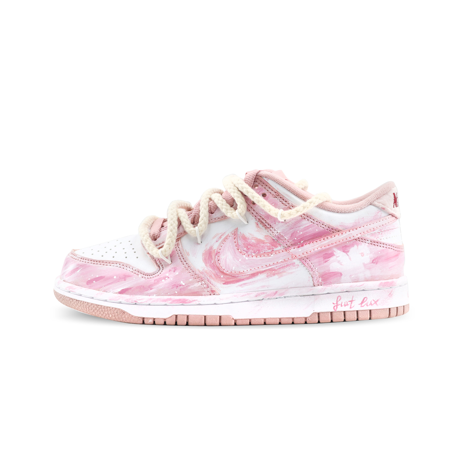 Nike Детские низкие скейтбордистские кроссовки Dunk Pink Velvet, белые и розовые, унисекс — фото 3