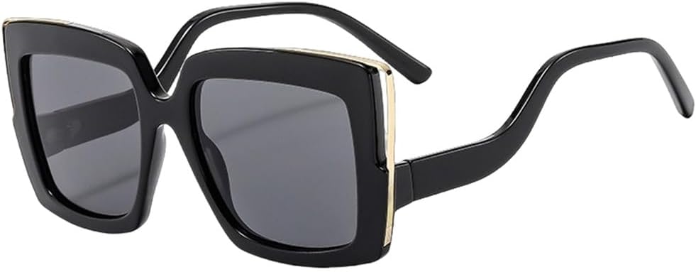 

Ретро-солнцезащитные очки для женщин и мужчин, модные солнцезащитные очки в крупной оправе, уникальные трендовые очки с защитой от УФ-излучения UV400 MTZJH, Black Black