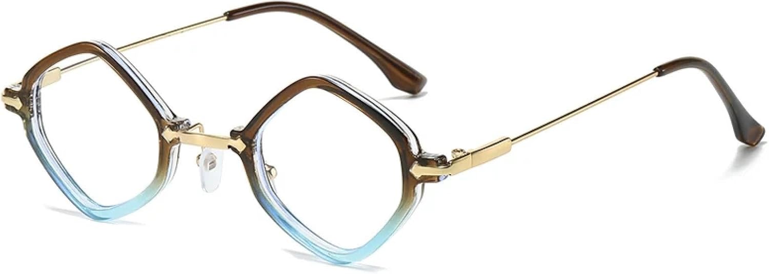 

Ретро-солнцезащитные очки в форме маленького многоугольника для женщин и мужчин, с прозрачными линзами с градиентом «океан», защитой от УФ-излучения UV400, в стиле панк TVTBBVV, Tea Blue Clear