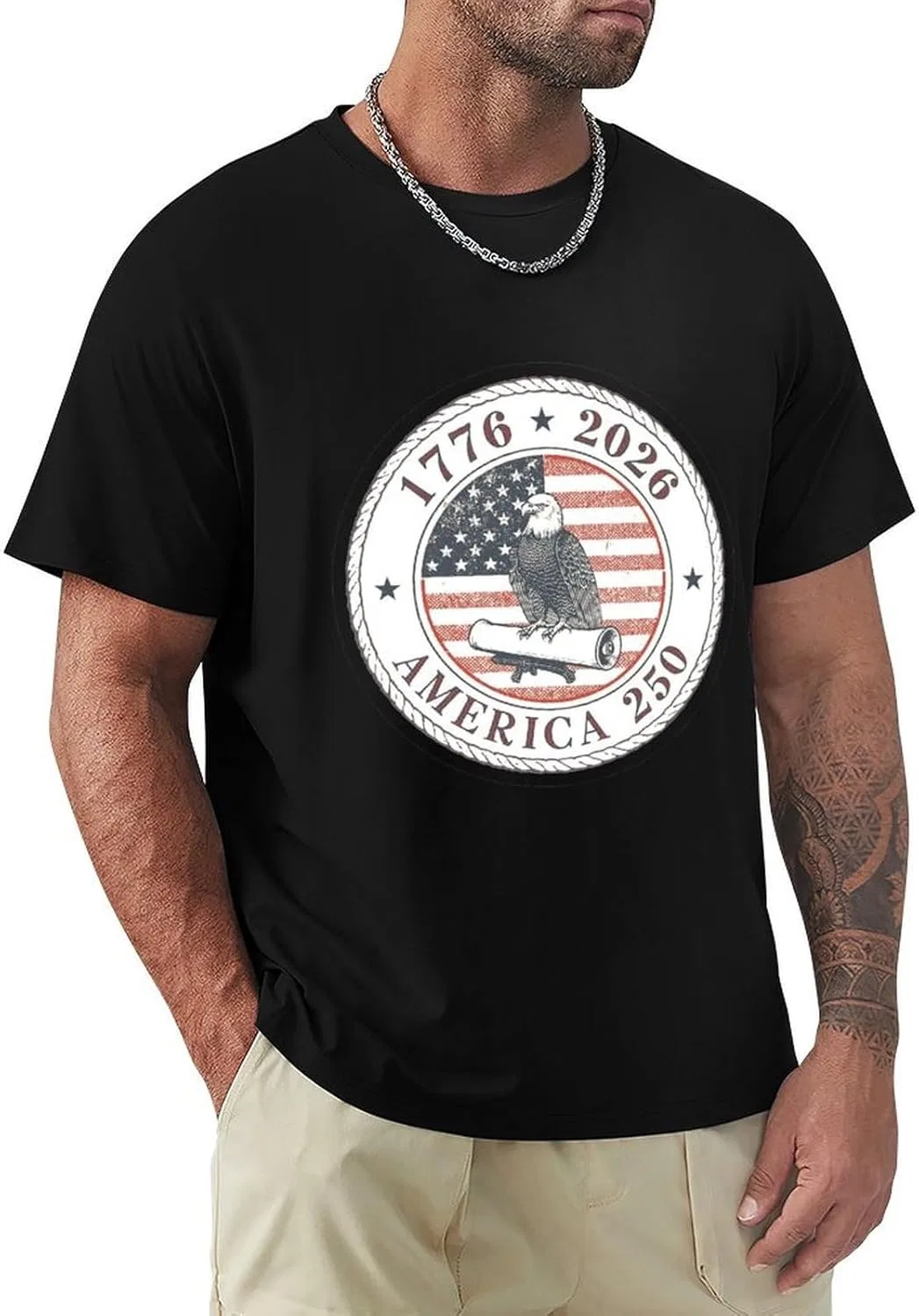 Футболка мужская хлопковая, America's 250th Anniversary, Black-style