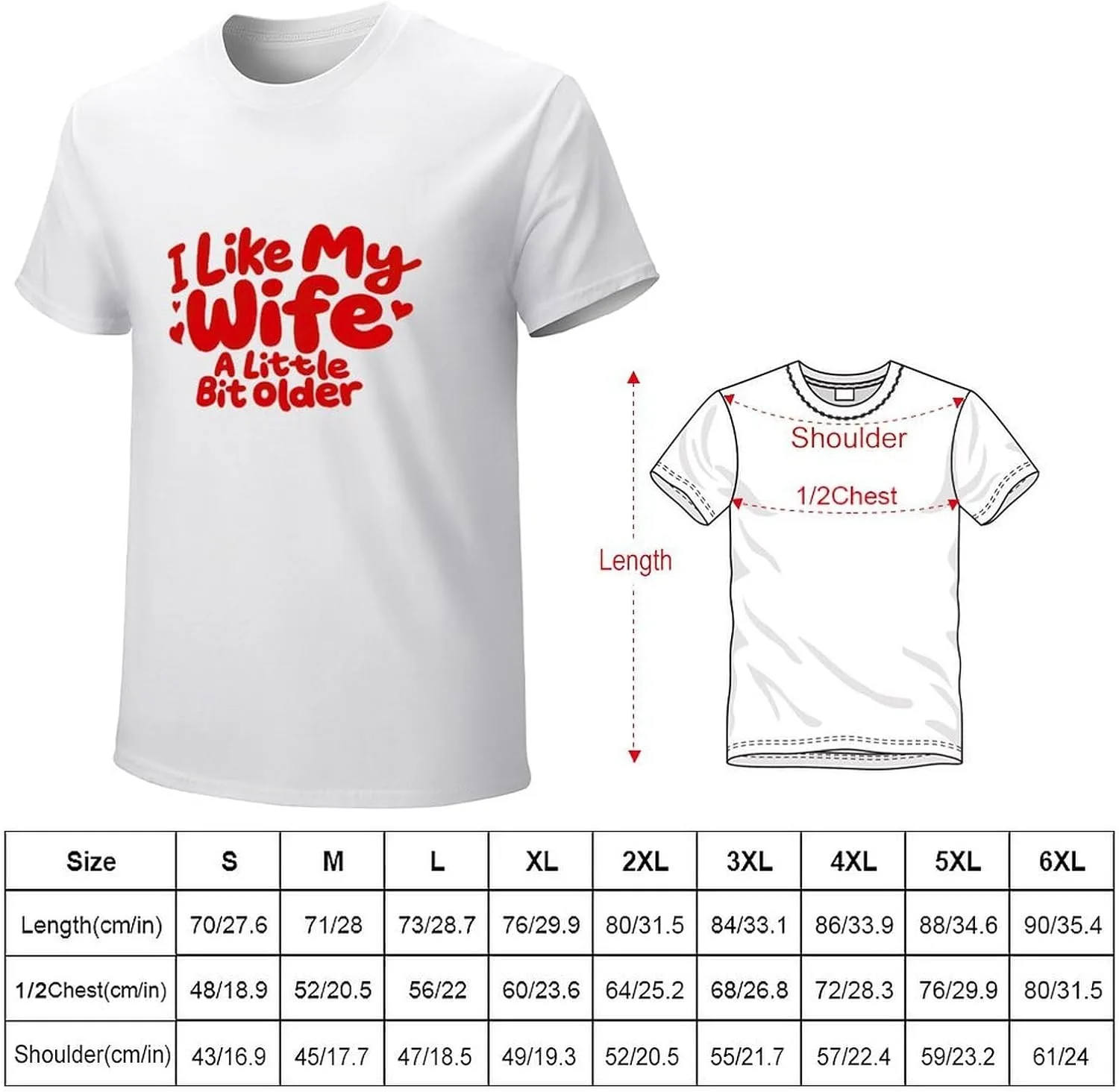 Футболка Men I Like My Wife A Littles Bit Older, винтажная, мягкая, повседневная, классическая, модная Generic, белый — фото 3
