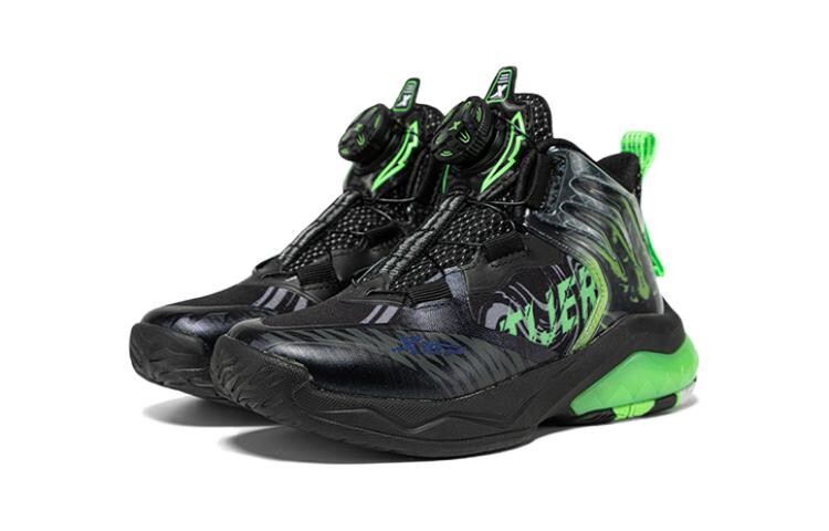 Кроссовки XTEP Kids Lifestyle Shoes PS Low-top Black/fluorescent Grass Green, зеленый — фото 2