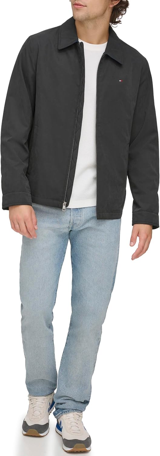Легкая мужская куртка для гольфа Tommy Hilfiger из микротвила на молнии (стандартные размеры, а также для больших и высоких), Black — фото 2