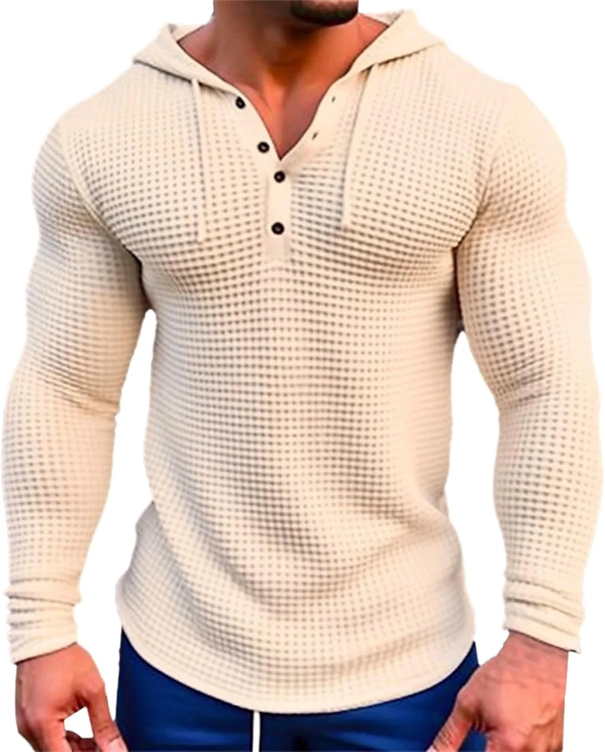 

Мужская толстовка с капюшоном Casual, длинный рукав, Waffle Knit