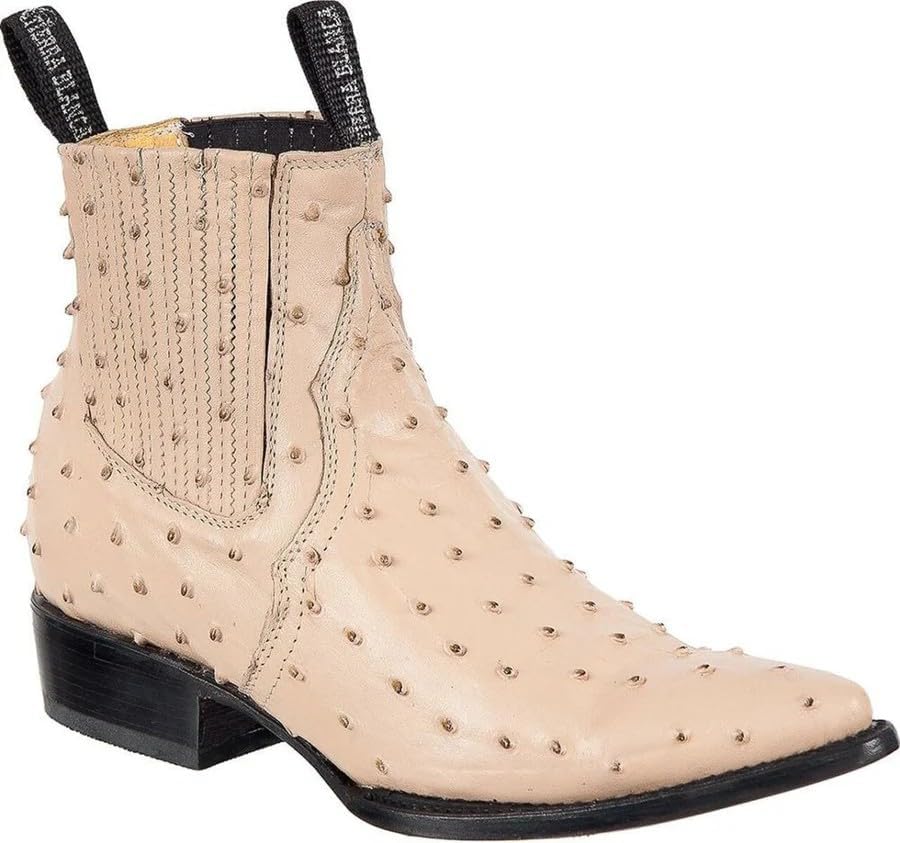 

Мужские ботинки-коробки вестерн J-образного носка из настоящей кожи орикса с экзотическим рисунком страуса, короткие до щиколотки Generic, initial