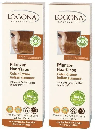 Растительная краска для волос Logona Color Henna Creme, индийское лето, 0.0676 x 5.1 унций Logona