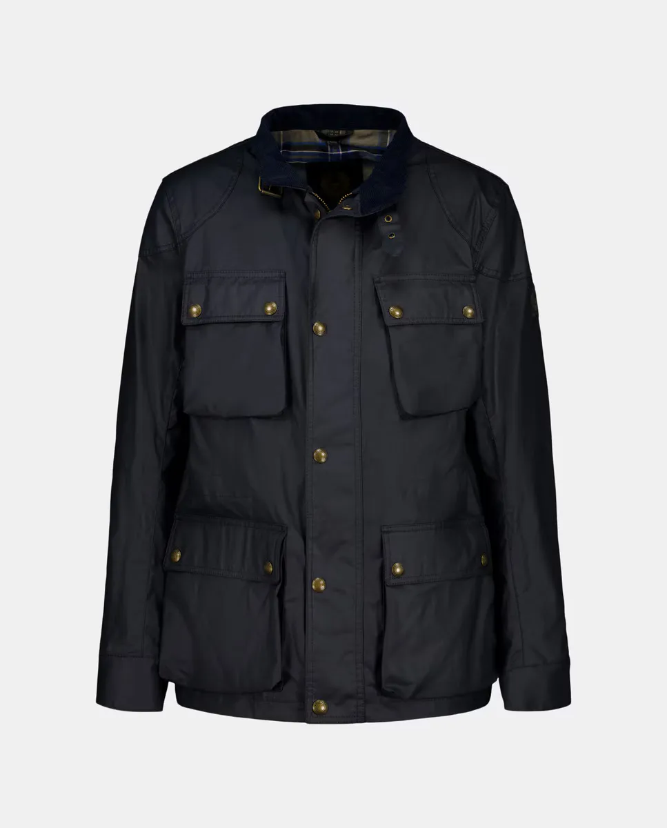 

Мужская вощеная куртка три четверти с четырьмя карманами Belstaff, темно-синий