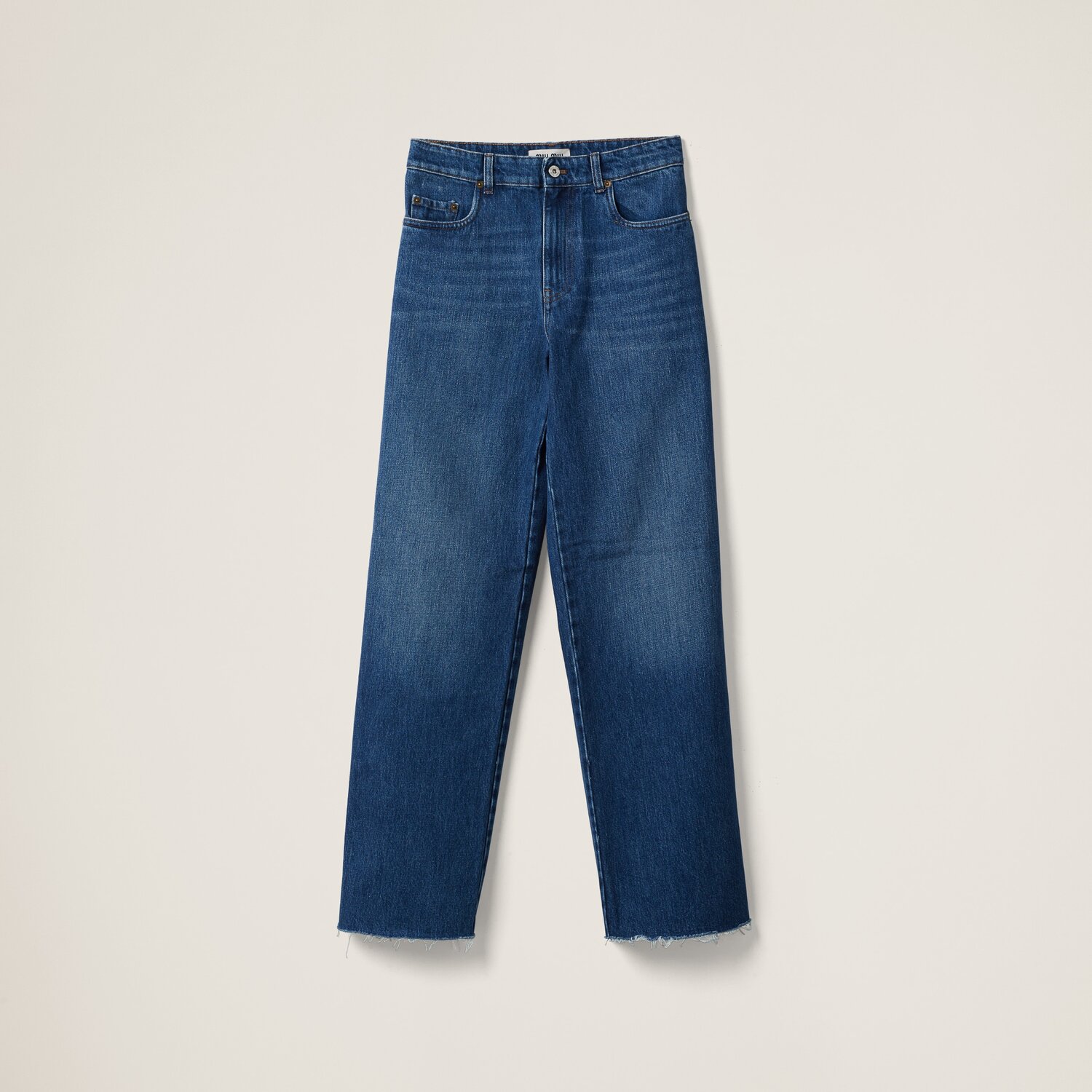 

Джинсы из денима с пятью карманами MIU MIU, темно-синий