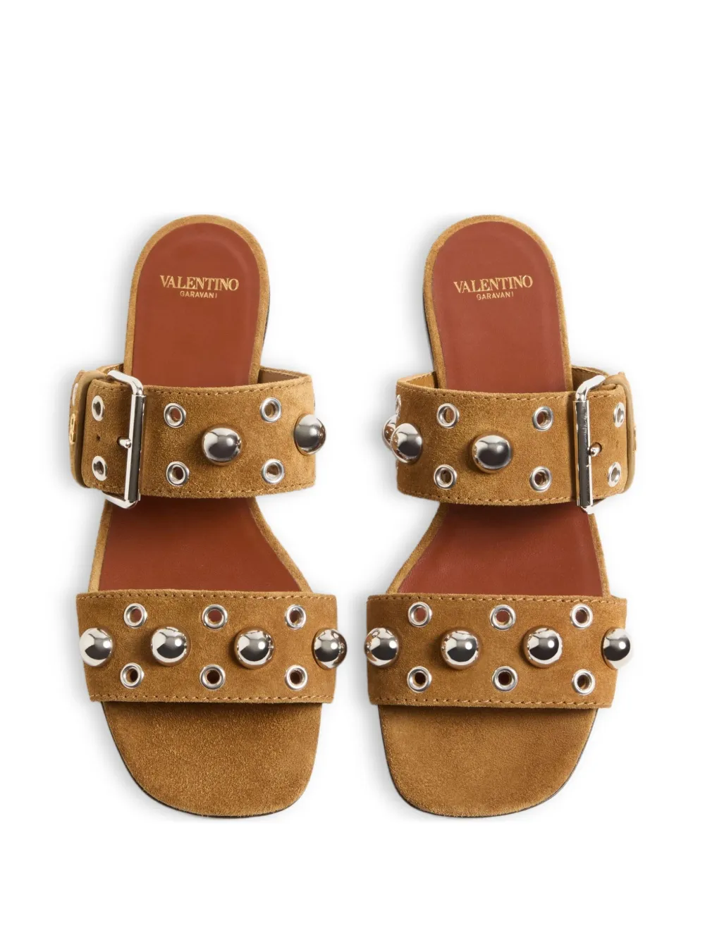 Сандалии Nellcôte из кожи на плоской подошве VALENTINO GARAVANI, коричневый — фото 4