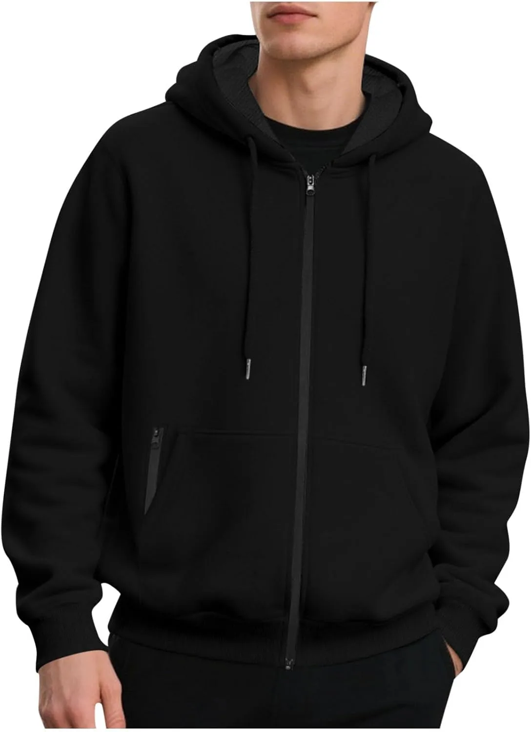 

Толстовка с капюшоном на молнии мужская, с длинным рукавом и карманами