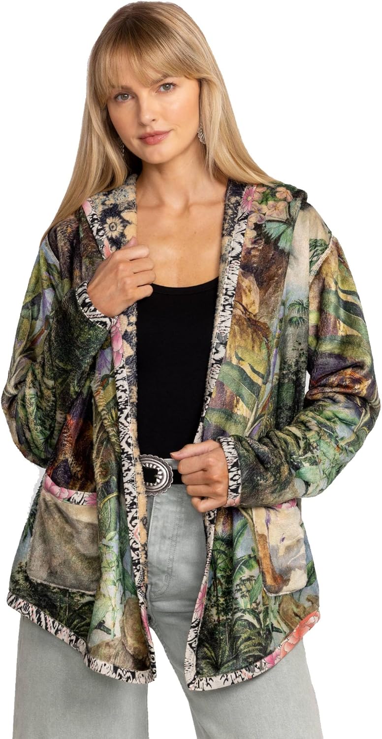 

Женская куртка Johnny Was Joan Sherpa, принт Rawi Scarf, цвет rawi scarf print