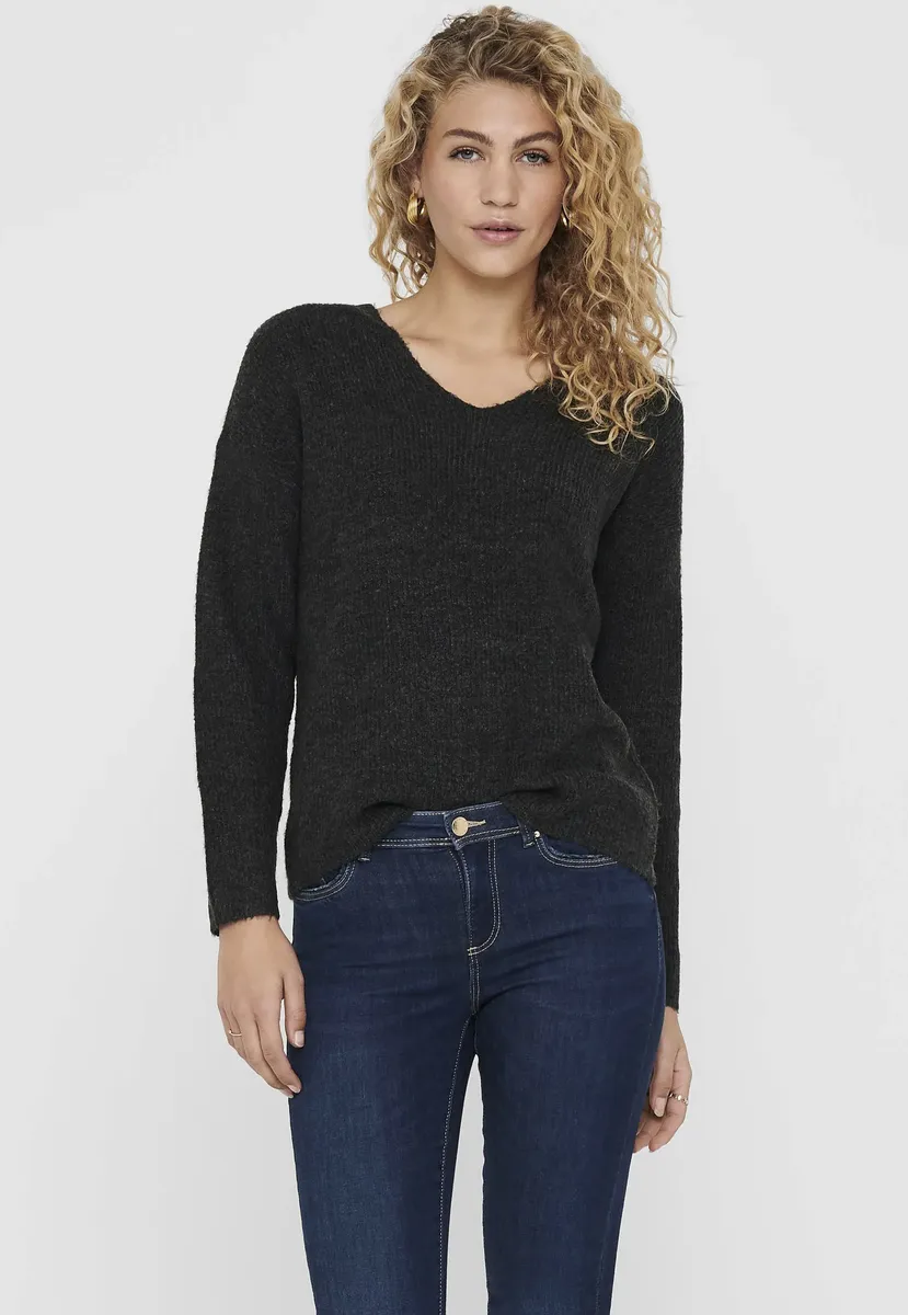 

Only вязаный свитер "ONLCAMILLA V-NECK L/S PULLOVER KNT NOOS", серый