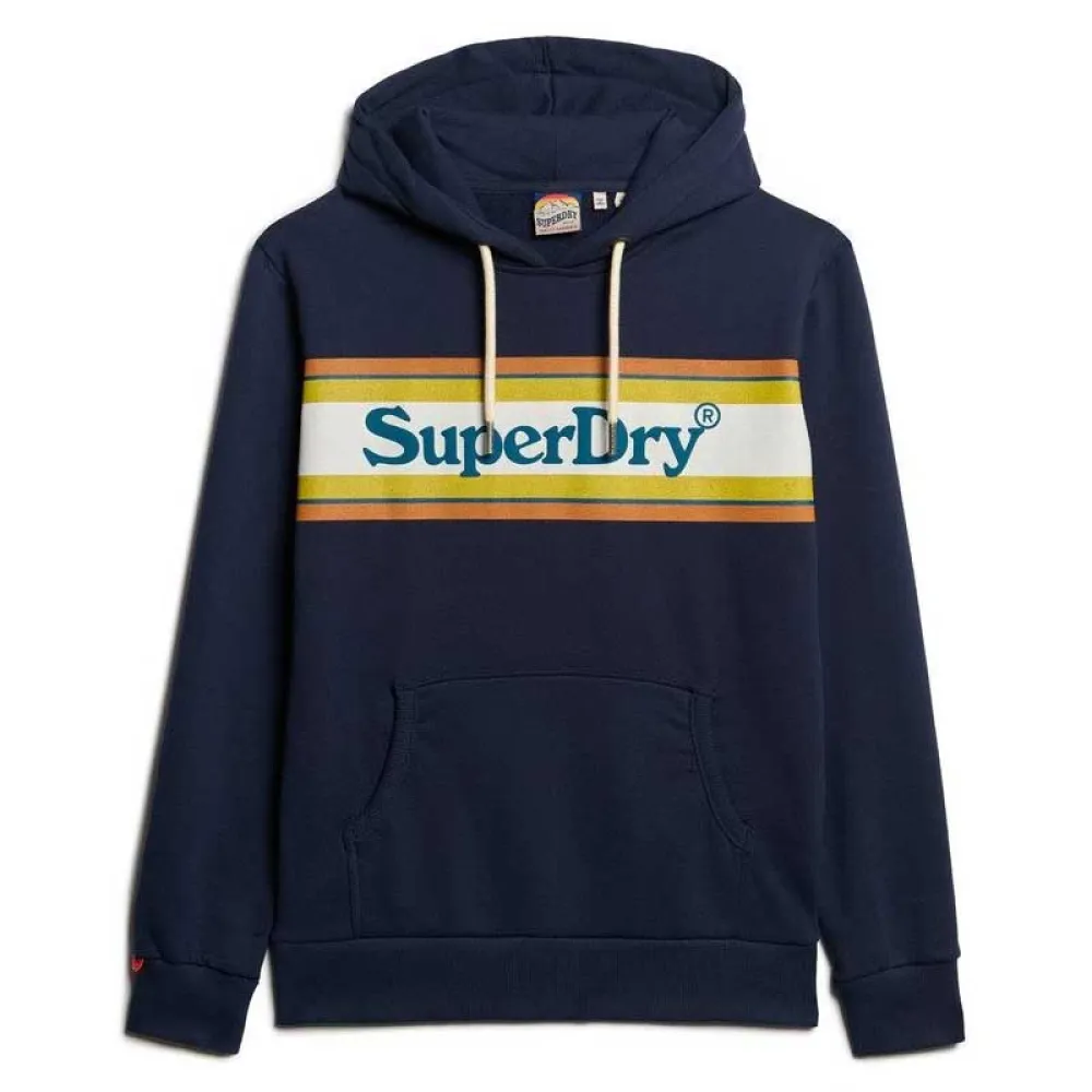 

Худи Superdry Venue Logo Stripe Relaxed, синий
