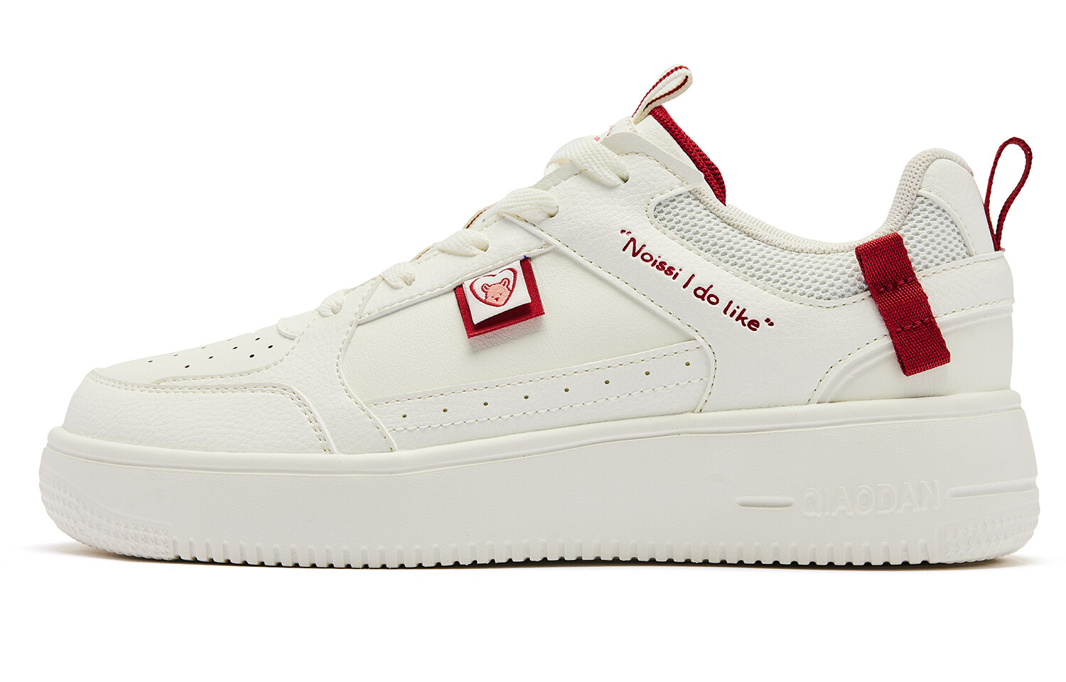 

Кроссовки QIAODAN Skateboarding Shoes Men Low-top Ivory Iron Red, красный