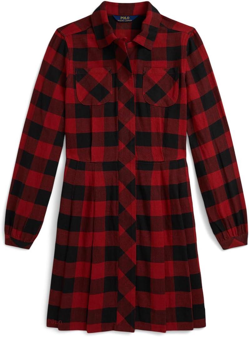 

Платье из хлопкового твила в клетку буффало Polo Ralph Lauren Kids, Red/Black Check