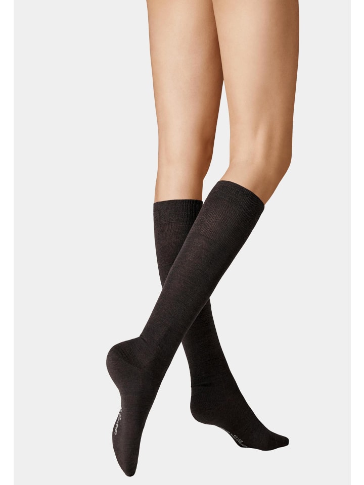 

Kunert Высокие носки до колена из мягкой шерсти и хлопка, коричнево-белого цвета