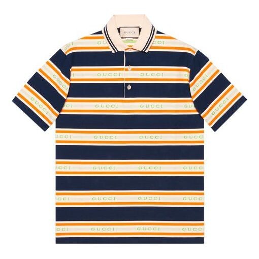 

Рубашка поло logo collar stripe polo 'ink ivory' Gucci, черный