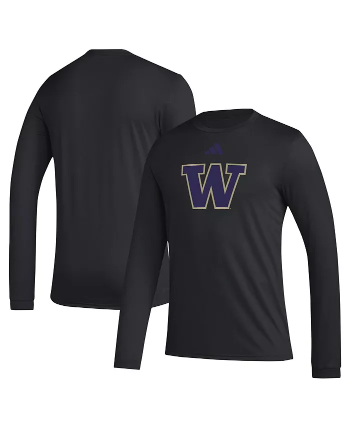

Мужская черная футболка с длинным рукавом Washington Huskies Primary Locker Logo Pre-Game adidas