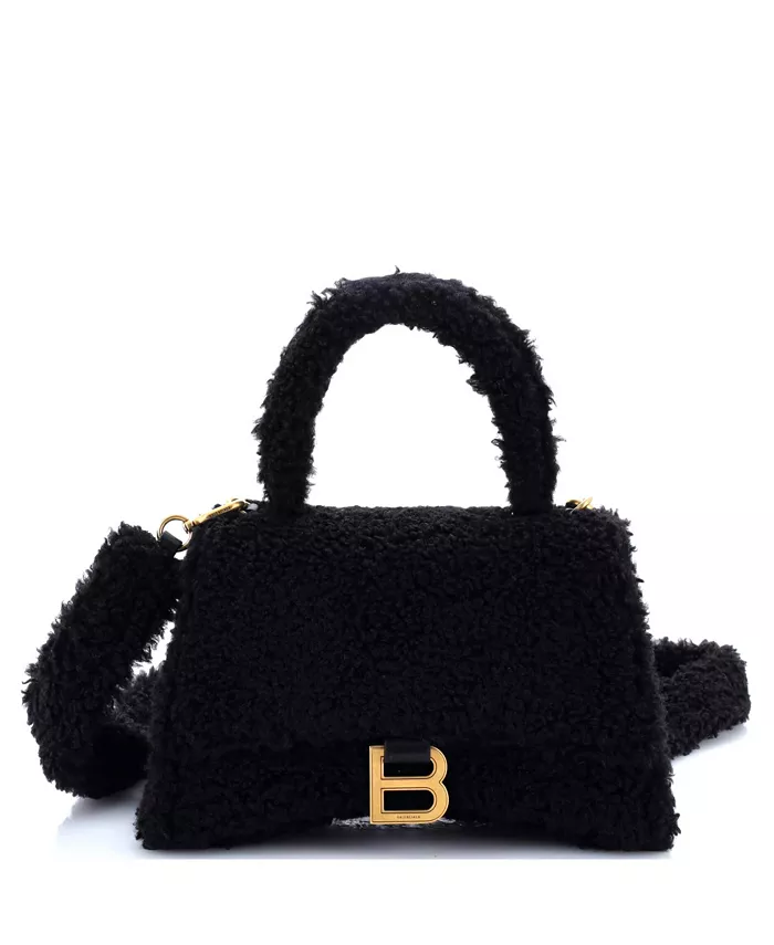 

Маленькая пушистая сумка с ручкой в ​​виде песочных часов из меха Pre-Owned Balenciaga, черный