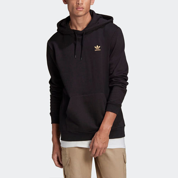 Толстовка adidas originals Casual Sports Gold hooded Pullover Black, черный — фото 3