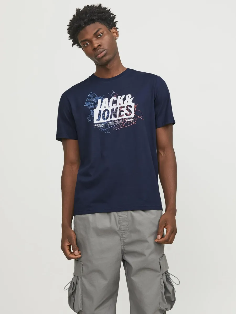 

Рубашка Jack & Jones с круглым вырезом "JCOMAP LOGO TEE SS CREW NECK SN", синий