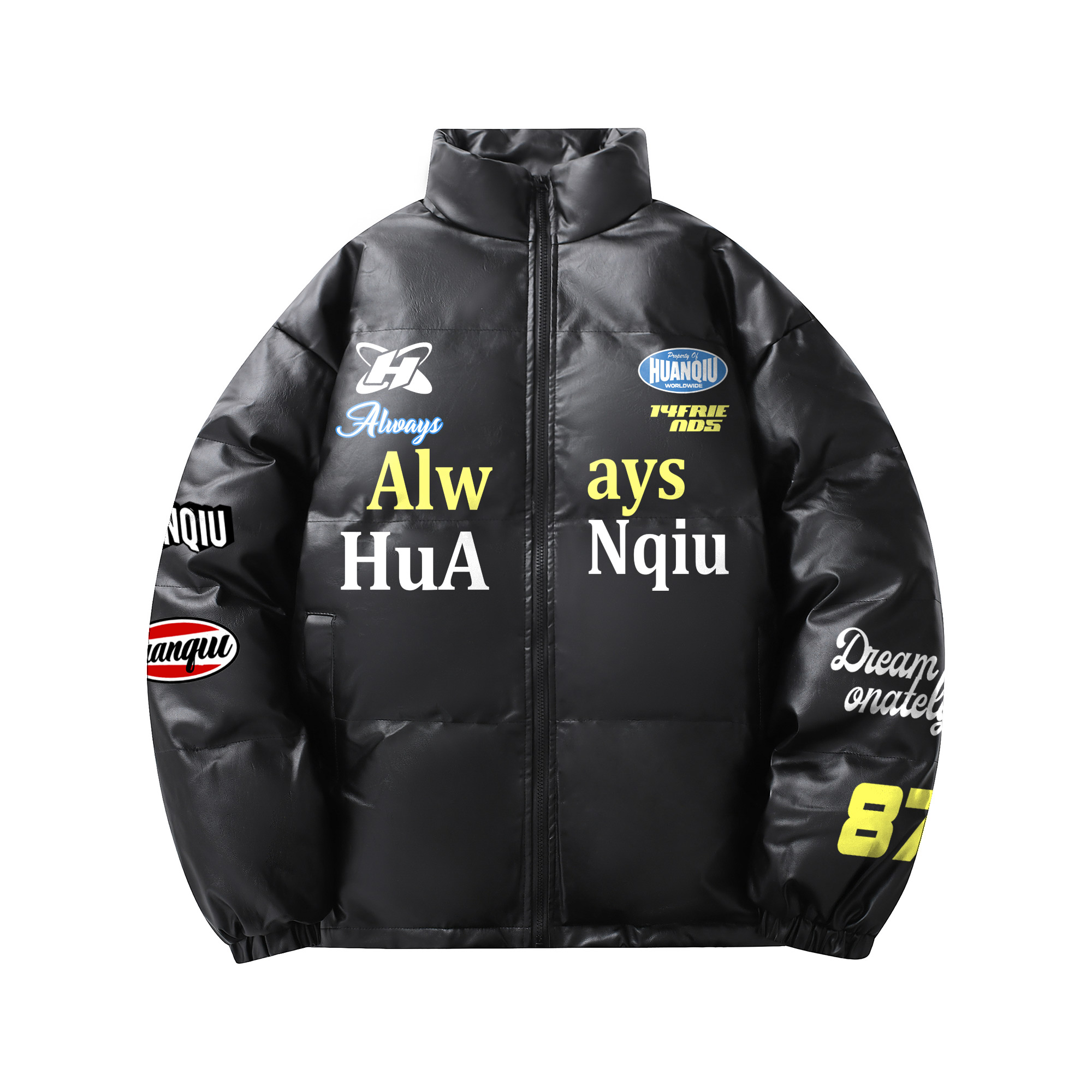 

Пуховик Unisex Stand Collar утепленный стеганый HUANQIU, черный