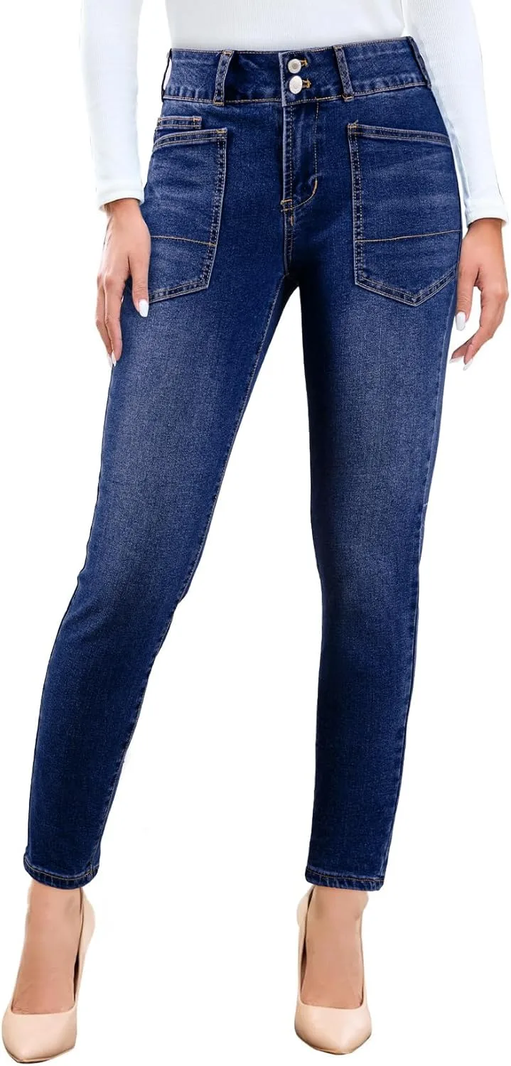 

Женские джинсы Sidefeel скинни прямые, высокая посадка, эластичные