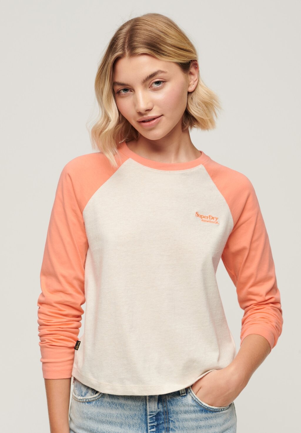 

Топ с длинными рукавами ESSENTIAL LOGO Superdry, цвет fusion coral light oat marl